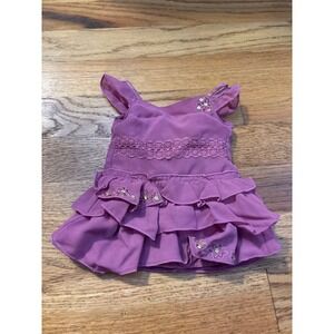 American Girl Doll Pink Ruffle Dress With Floral Embroidery